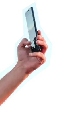 decorative image of a hand holding a phone